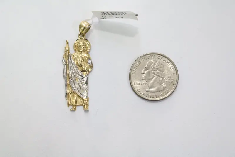 14K Two-Tone San Judas Tadeo Charm – Yellow And White Gold Blend 1