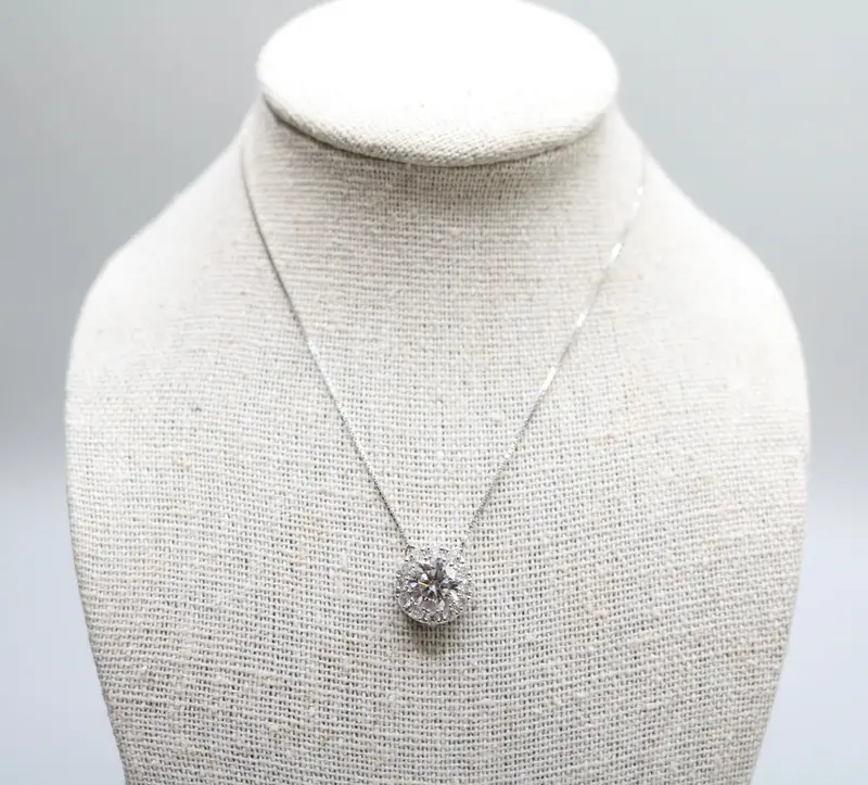 14K White Gold Lab-Grown Diamond Pendant Necklace – 1.56 Ctw, 18-Inch Chain 1