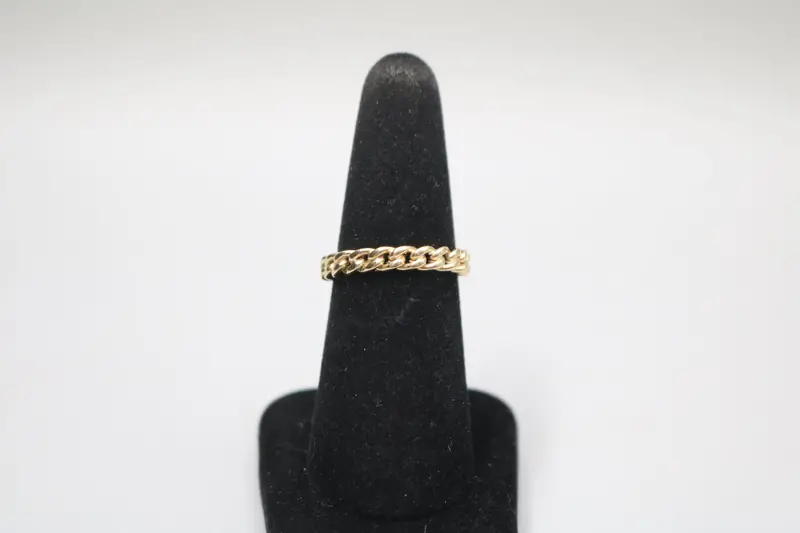 14K Yellow Gold Double Curb Link Band – Comfort Fit, Size 7.5 1
