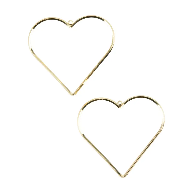 18K Gold-Plated Heart Brass Pendants – Pack Of 2 1