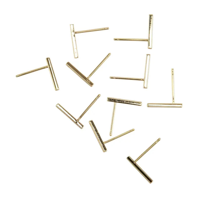 18K Gold-Plated Rectangle Brass Earring Stud Finding (10-Pack) 1