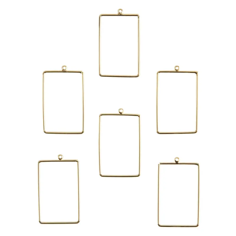 18K Gold-Plated Rectangular Brass Pendants – Pack Of 6 1