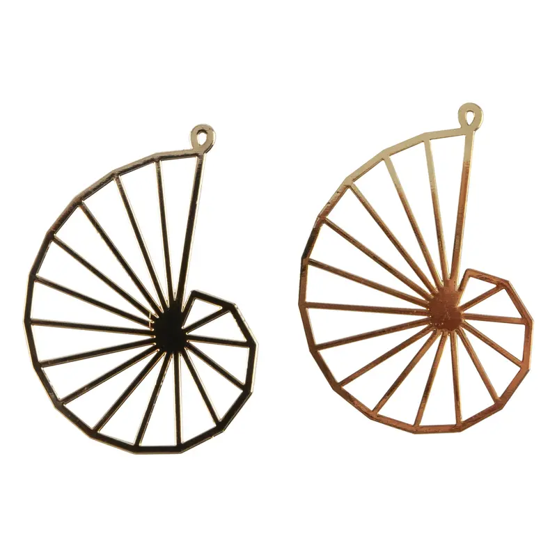 18K Gold-Plated Spiral Shell Brass Pendant Set (2-Pack) 1