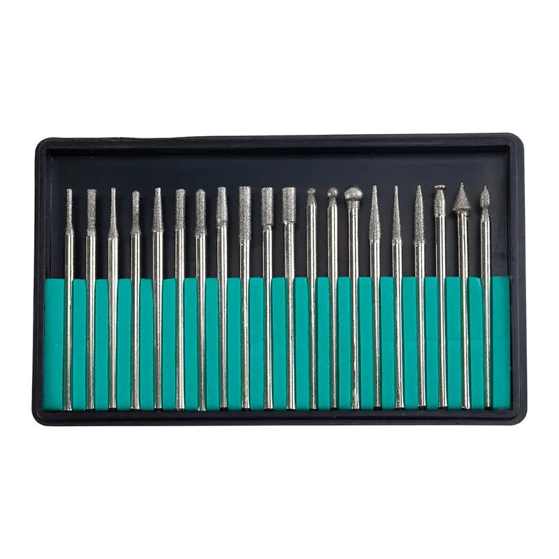 20-Piece Diamond Carving Bit Set – 3/32" Shank For Rotary Tools 1