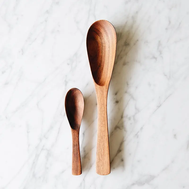 Acacia Wood Oval Spoon Set – Eco-Friendly Cooking Tools 1