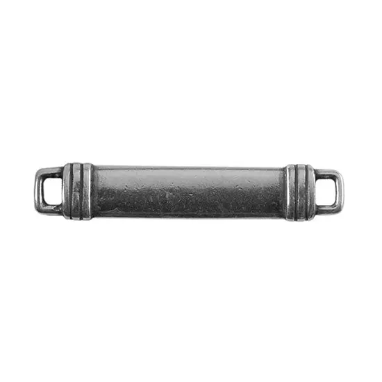 Antique Silver Banded Rectangle Connector – 34 × 7Mm, Pack Of 2 1