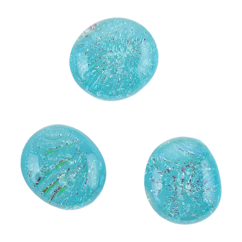Aqua Opal Dichroic Round Cabochons – Cool-Toned Iridescence 1