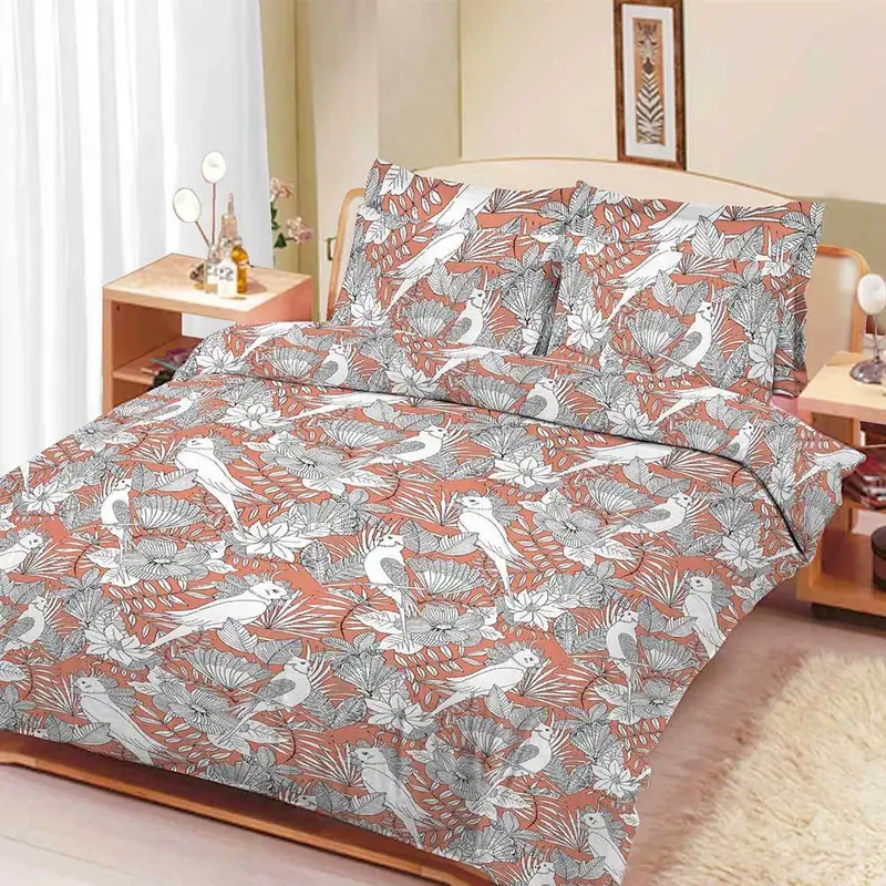 Arc Zellerfeld Leaf-Texture Double Bed Sheet – Subtle Organic Pattern 1