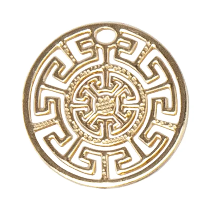 Aztec-Inspired Round Brass Pendant Set – 8-Piece Pack 1