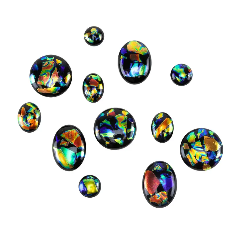 Black Opalescent Dichroic Cabochon – Unique Depth And Luster 1