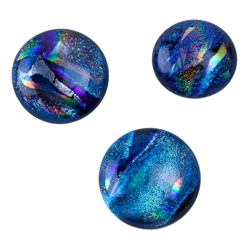 Blue Dichroic Glass Cabochons – Large Size (16–20Mm), Pack Of 3 1