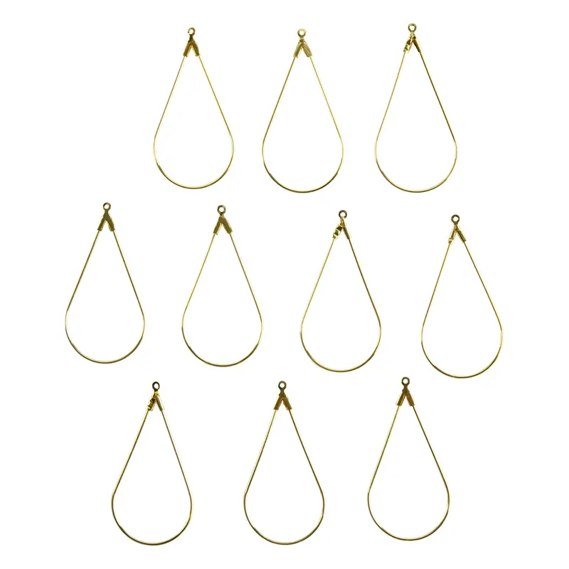 Brass Drop-Shaped Wire Pendants – Pack Of 10 1