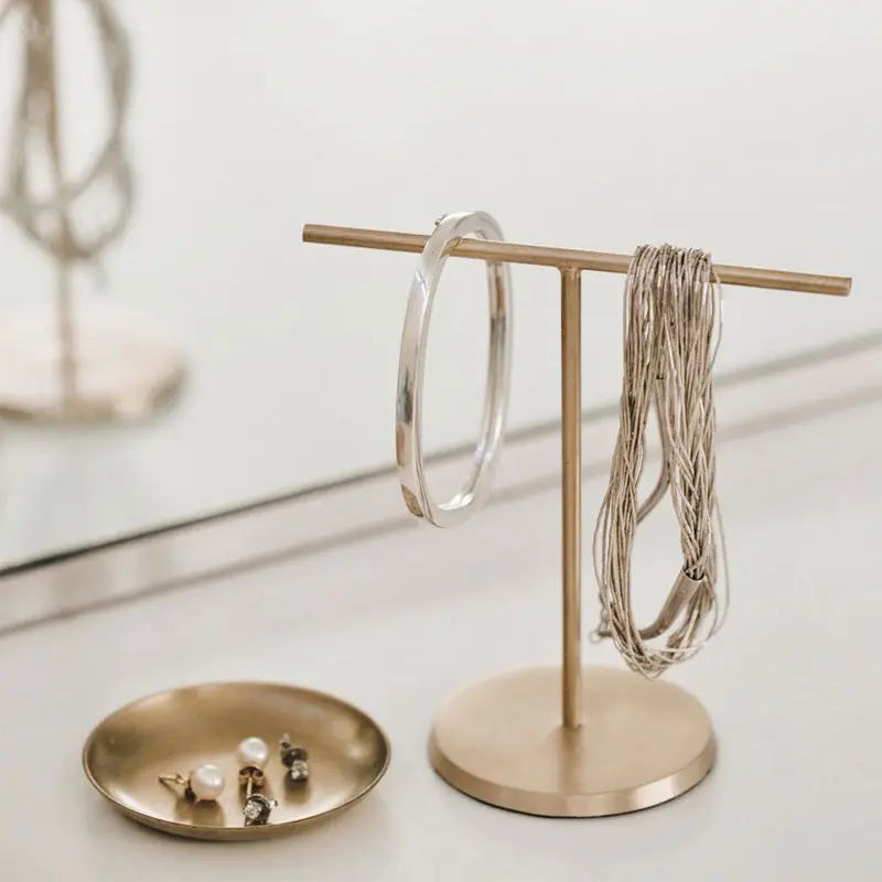 Brass Jewelry Organizer Stand With Multi-Tier Design 1