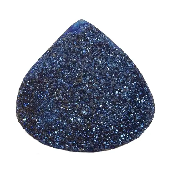 Brazilian Blue Druzy Cabochon – Teardrop Shape, Natural Crystal Surface 1