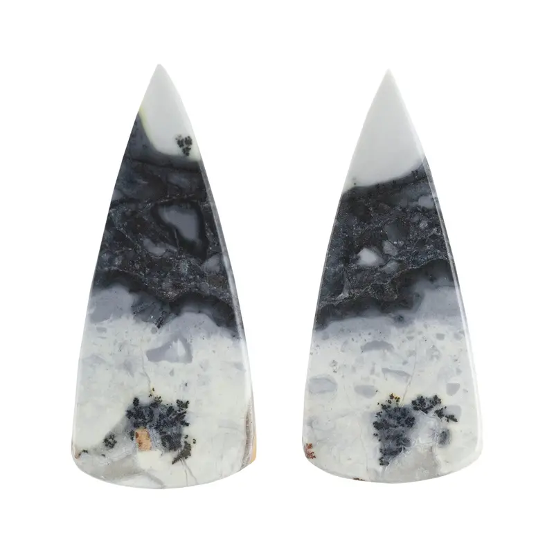 Brecciated Jasper Matched Pair Cabochons – 32Mm × 14Mm Symmetrical Set 1