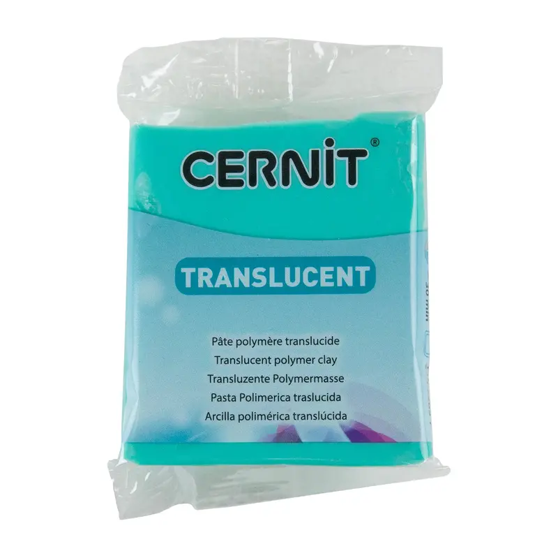 Cernit Translucent Polymer Clay – Emerald Green, 2 Oz (56G) Block 1