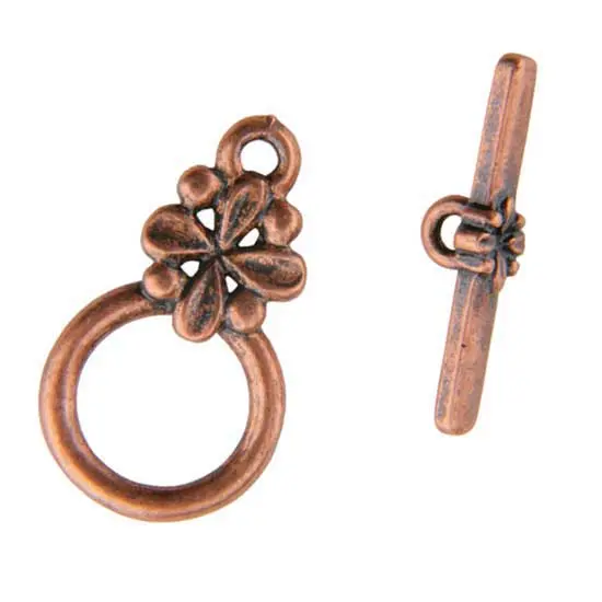Circle Flower Copper Toggle Clasp – Floral-Themed Closure For Handmade Jewelry 1