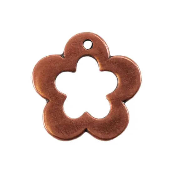 Copper Flower Charm – Handcrafted Metal Embellishment For Diy Jewelry 1