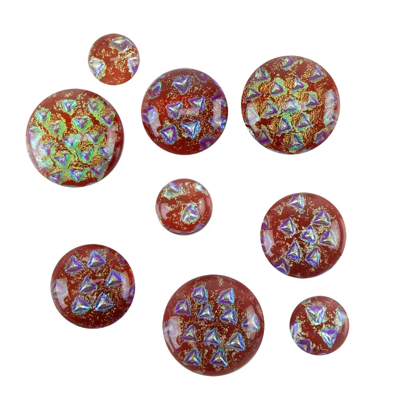 Coral Dichroic Geometric Round Cabochon 1