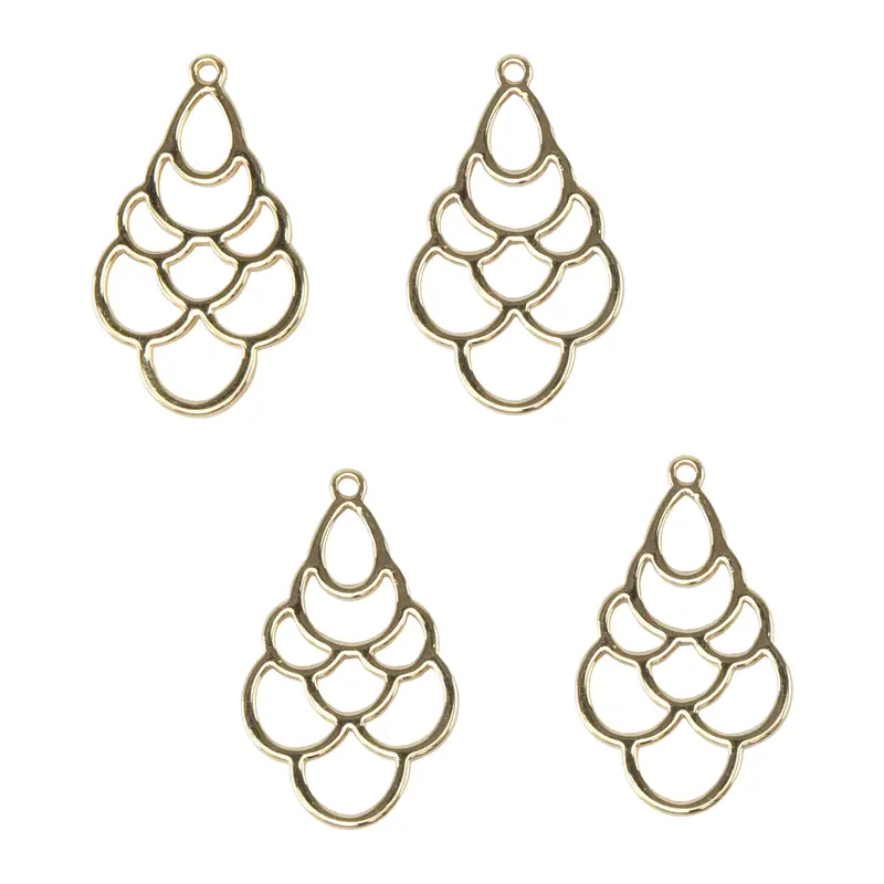 Crescent Moon Drop Brass Pendant Set – 18K Gold-Plated, 4-Pack 1