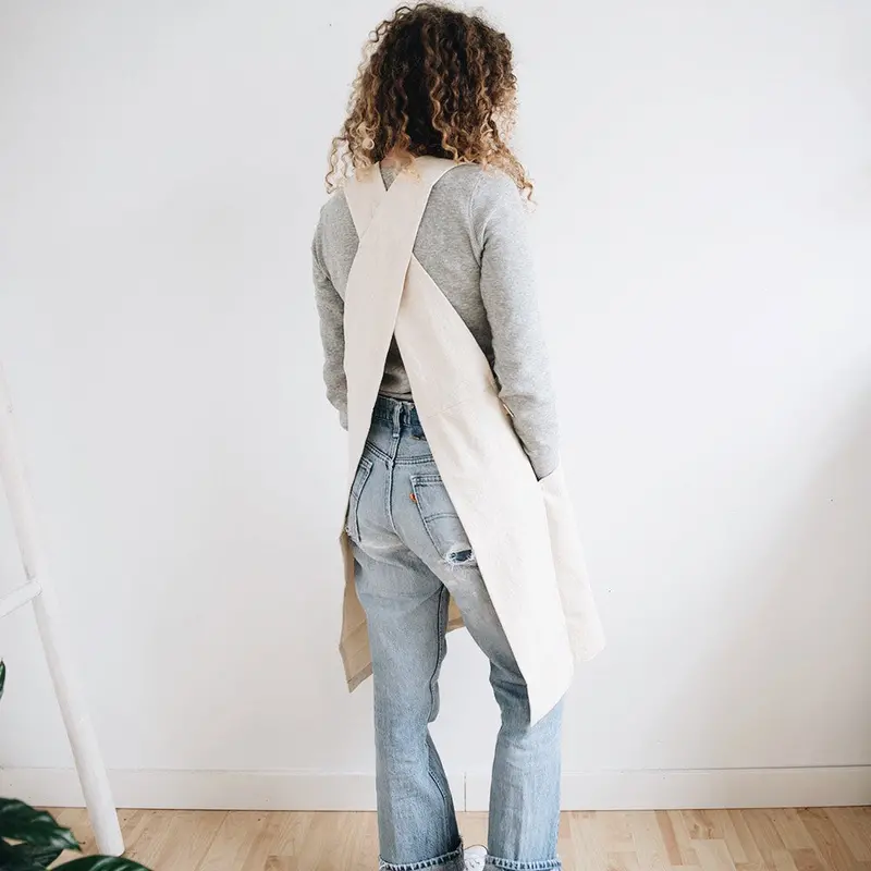 Cross-Back Canvas Chef Apron – Handmade 1