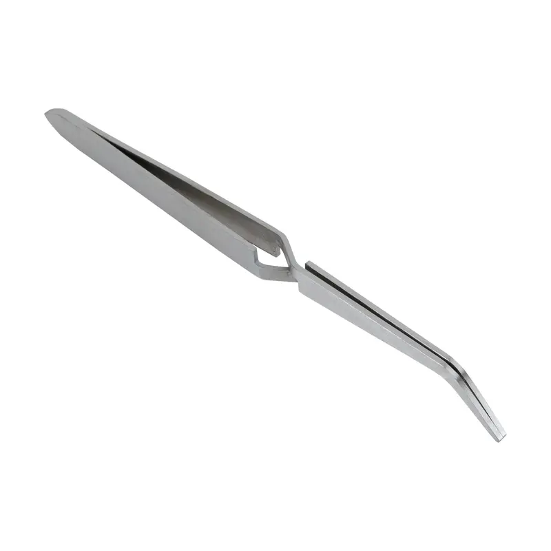 Cross-Lock Stainless Steel Tweezers With Ergonomic Bent Tips 1