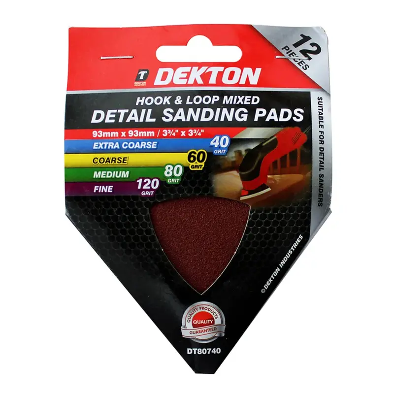 Dekton 12-Piece Hook-And-Loop Detail Sanding Pads (93Mm) – Assorted Grits 1