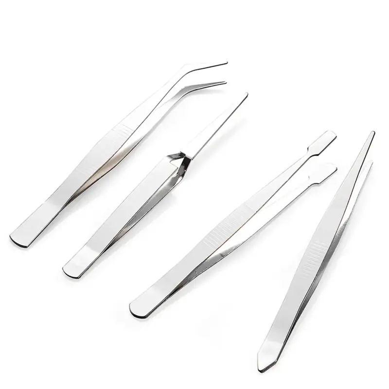 Dekton 4-Piece Anti-Static Tweezers Set – Stainless Steel, Fine-Tip Variants 1