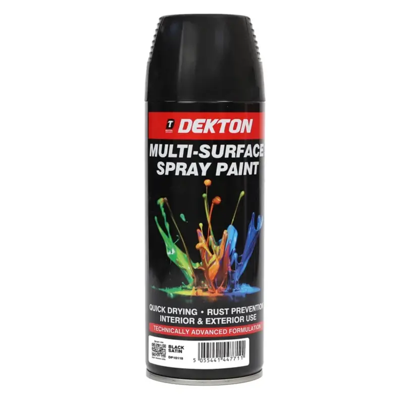 Dekton 400 Ml Black Satin Spray Paint – Fast-Drying, Smooth Finish 1