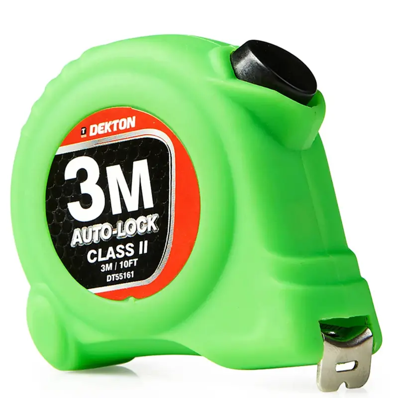 Dekton Hi-Vis Green Auto-Lock Tape Measure – 3M X 16Mm, Soft-Grip Design 1