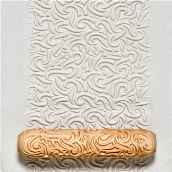 Dragon Flame Motif Large Wooden Hand Roller 1