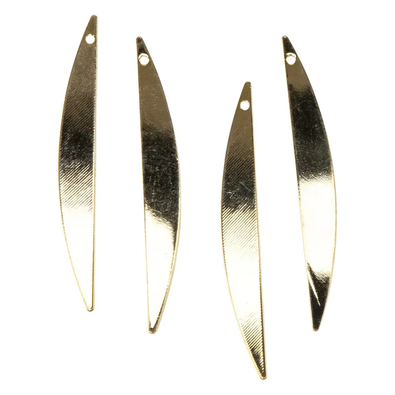 Elongated Blade Brass Pendant Set – 18K Gold-Plated, 4-Pack 1