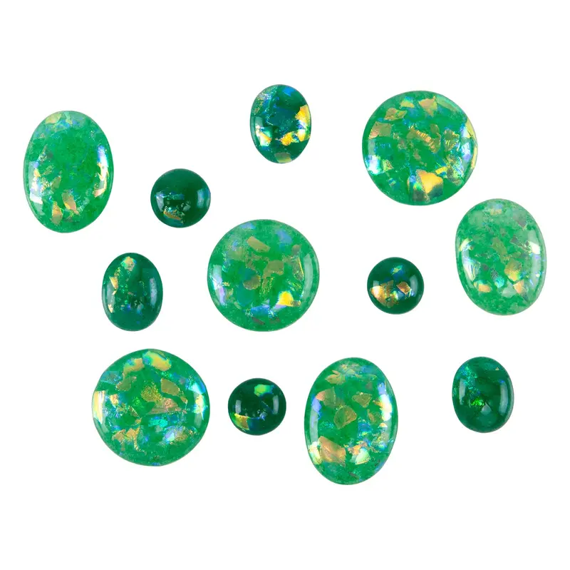 Emerald Green Dichroic Glass Cabochons 1
