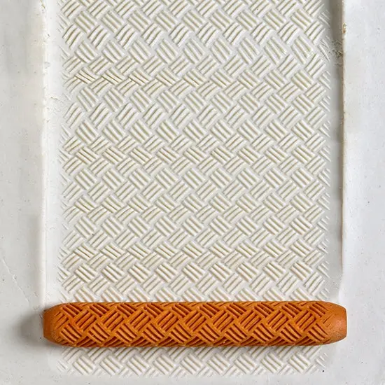 Fine Basketweave Texture Wooden Hand Roller 1