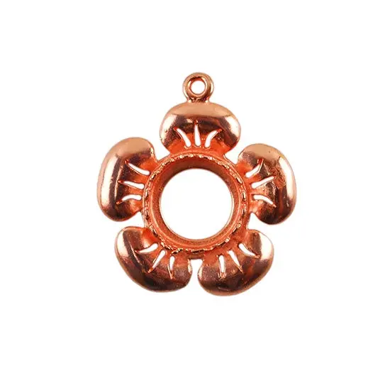 Floral Copper Pendant Setting – Round Bezel Design 1