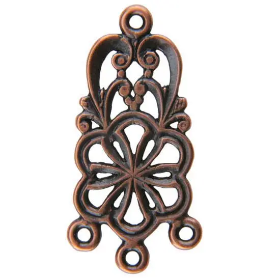 Floral Heart Copper Plate Connector – Pack Of 2 1