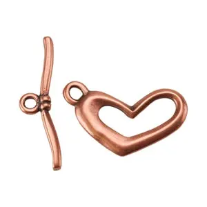Funky Heart Copper Toggle Clasp – Playful Jewelry Closure 1