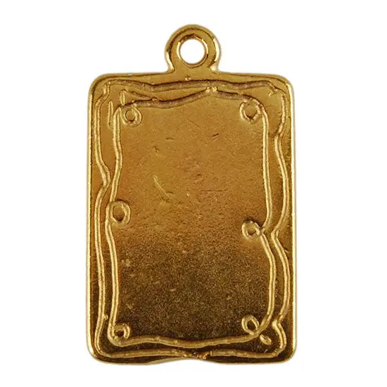Gold-Plated Doodle Frame Rectangle Pendant – 15Mm X 21Mm (2-Piece Pack) 1