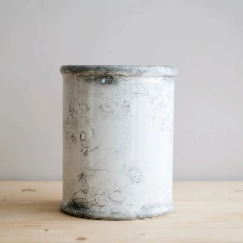 Grey Garden Hand-Painted Ceramic Storage Crock 1