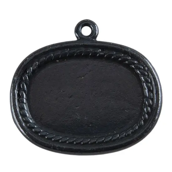 Gunmetal Framed Oval Pendant – 20 × 26Mm, Pack Of 2 1