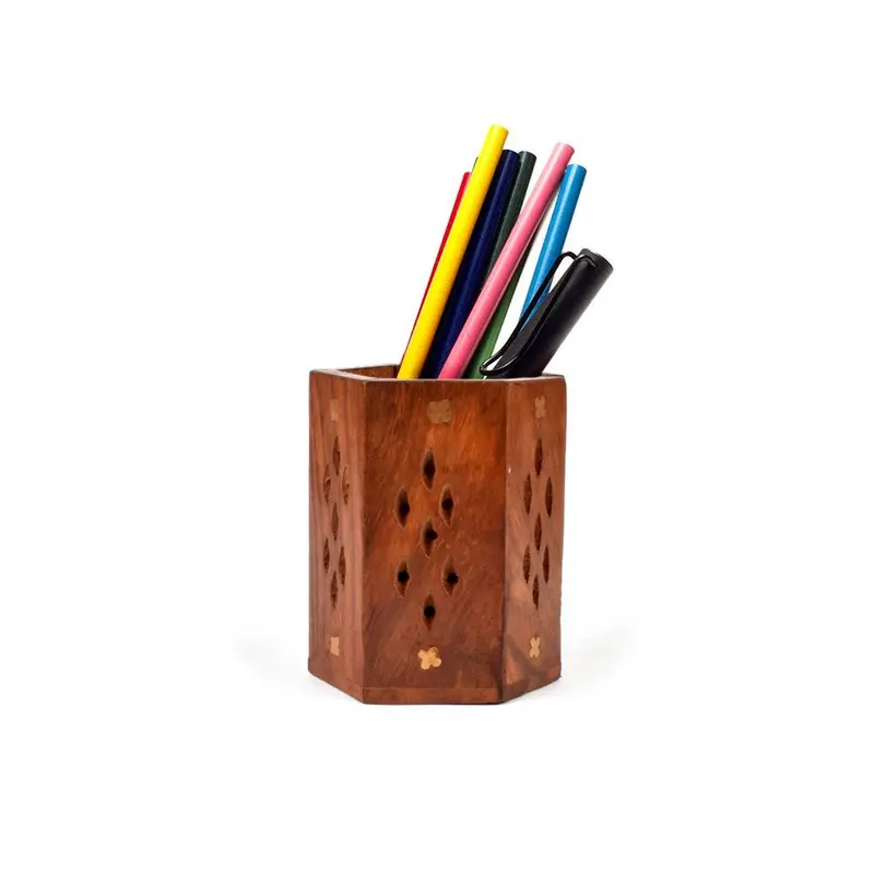 Hancrafted Solid Wood Multi-Use Pencil Holder & Desk Organizer 1