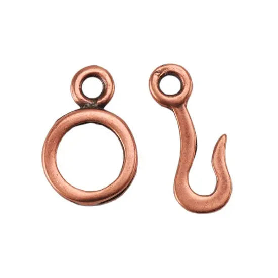 Hand-Hammered Texture Hook-And-Eye Copper Clasp – One Set 1