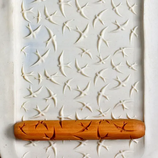Hand Roller – Swallow Flight Pattern In Wood 1
