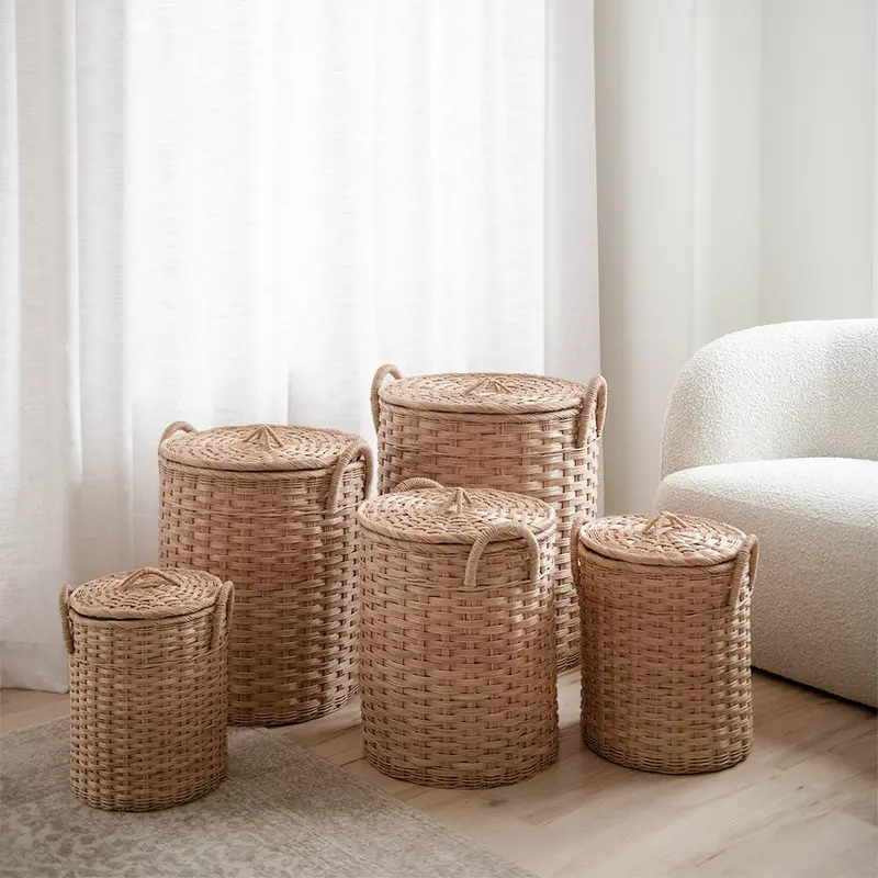 Handwoven Natural Fiber Nesting Hamper Set 1