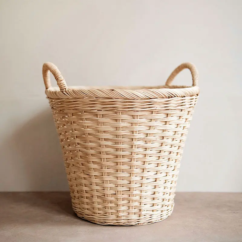 Handwoven Round Floor Basket – Large Wicker Storage Bin For Living Spaces 1