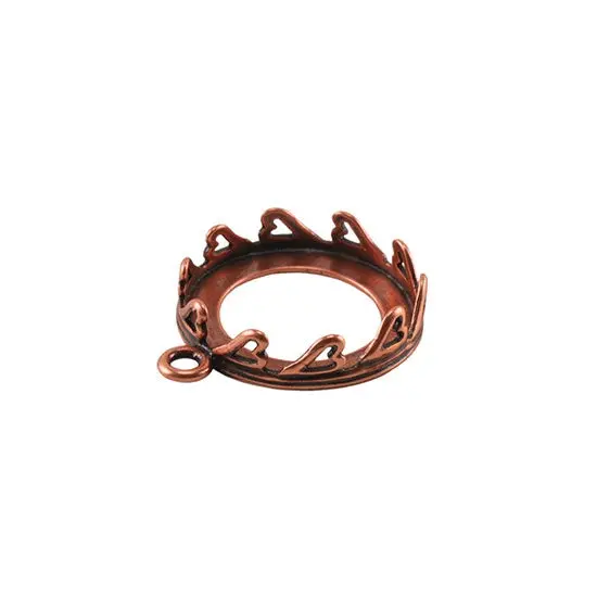 Heart-Shaped Copper Pendant Setting – 16Mm Round Bezel, Single Unit 1