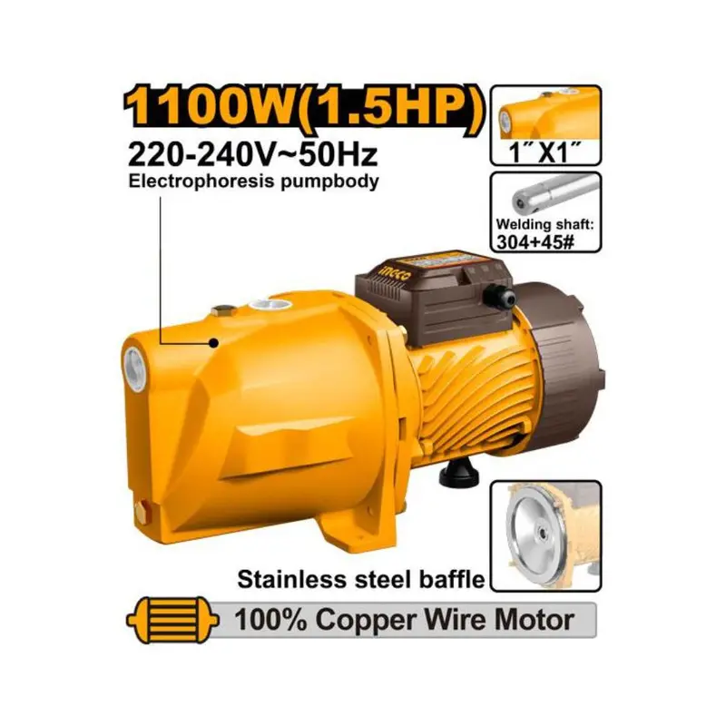Ingco 1100W Jet Pump – 70 Liters/Minute Flow Rate 1