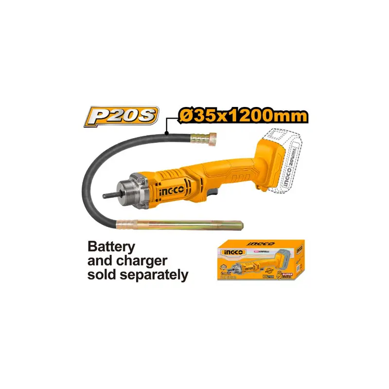 Ingco 20V Cordless Concrete Vibrator – Brushless Motor, Compact Design 1