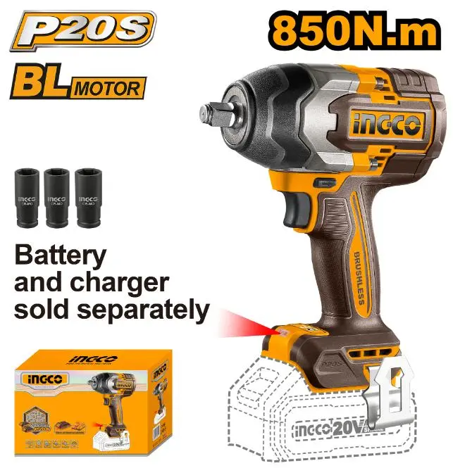 Ingco 20V Ps+ Brushless Impact Wrench – 850 Nm Torque 1