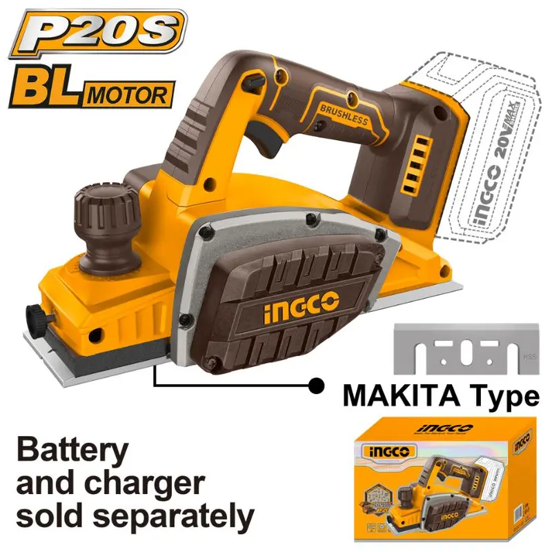 Ingco 20V Ps+ Cordless Planer (82X2Mm) – Bare Tool, No Battery Or Case 1